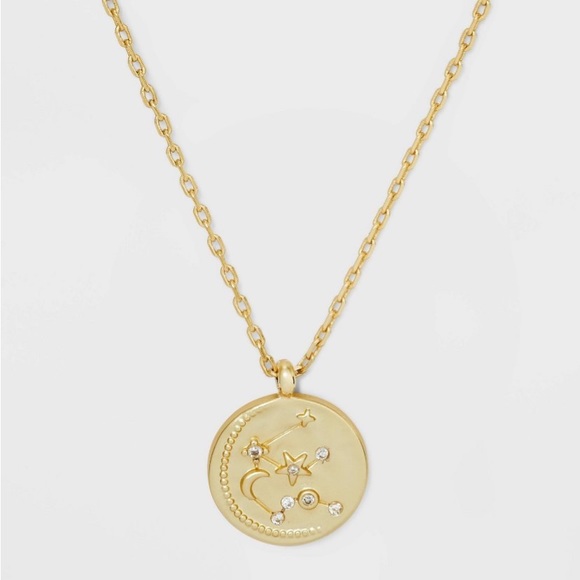 Beloved Inspired 14K Gold Dipped Constellation 
Disc w/ Stones Pendant Necklace - Picture 10 of 15